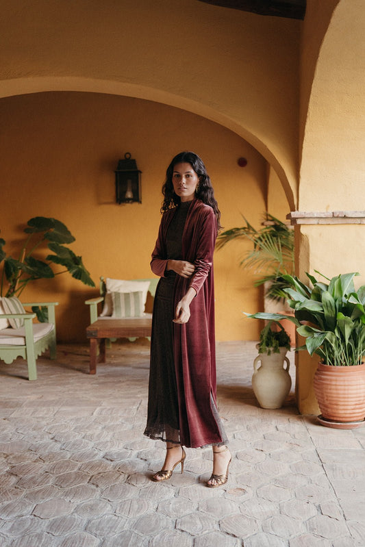 Kimono Terciopelo Rosa Empolvado - Clouté